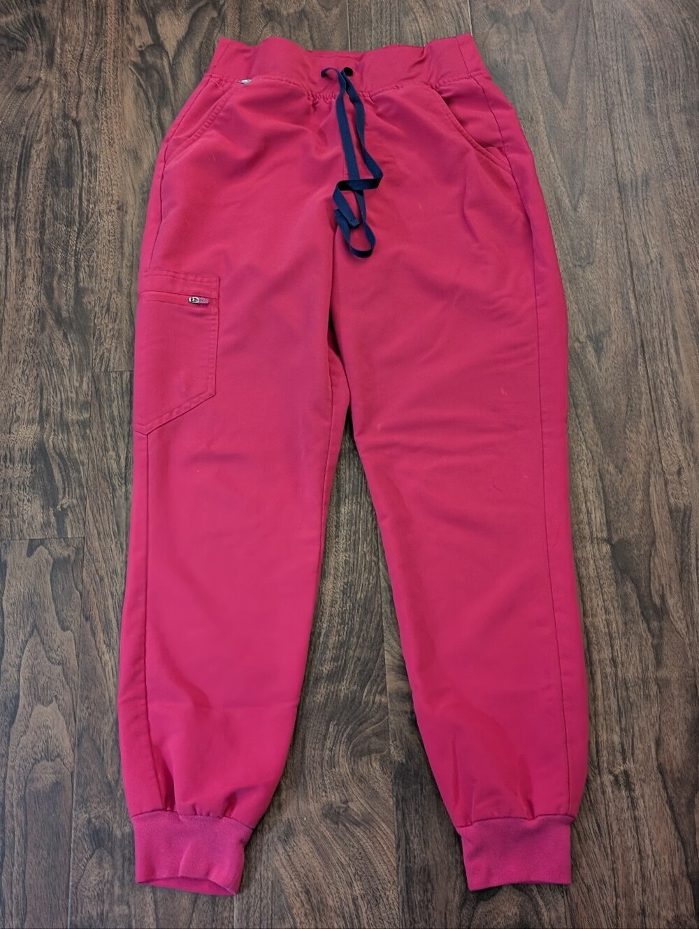 Figs S Scrubs Pink Jogger Pants with Navy Drawstring Work Wear Uniform
